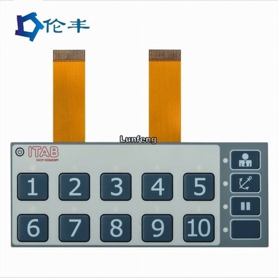 Καλή τιμή. Γκρίζο LEDs FPC μεμβρανών διακοπτών αποτυπωμένο σε ανάγλυφο αριθμητικό πληκτρολόγιο διακοπτών κουμπιών αφής σε απευθείας σύνδεση