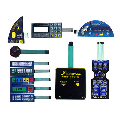 Καλή τιμή. Δύναμη ενεργοποίησης 50-500g PET Membrane Switch με ευαίσθητη στην πίεση προσκόλληση PSA και χρυσό επιχρισμένο σιδηρομεταλλικό θόλο από ανοξείδωτο χάλυβα που παρέχει απτή ανάδραση σε απευθείας σύνδεση